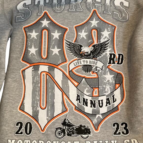 2023 Heather Gray White Sturgis Motorcycle Rally Bikercore Biker Sweatshirt S - Picture 11 of 16